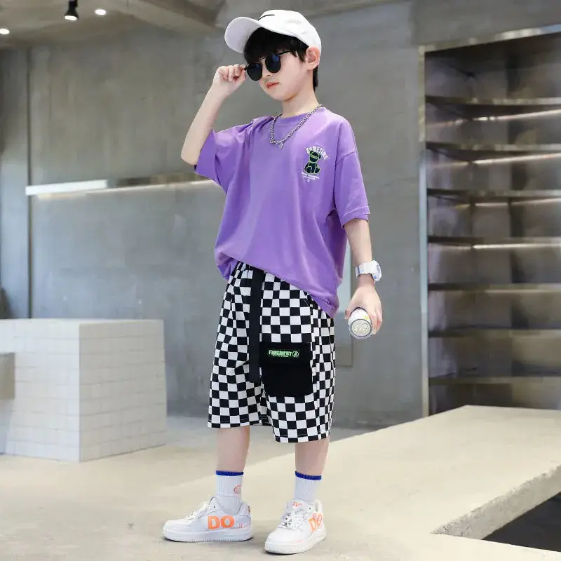 

Children's Clothes 2023 Autumn and Summer Boys & Girls Short-sleeved O-neck Clothes 4-14 Years Old Baby T-shirts and Pants Sets