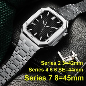 Luxury Stainless Steel Strap for Apple Watch Band 45mm 44mm 42mm For iWatch Series 8 7 6 5 4 3 2 Rub in India