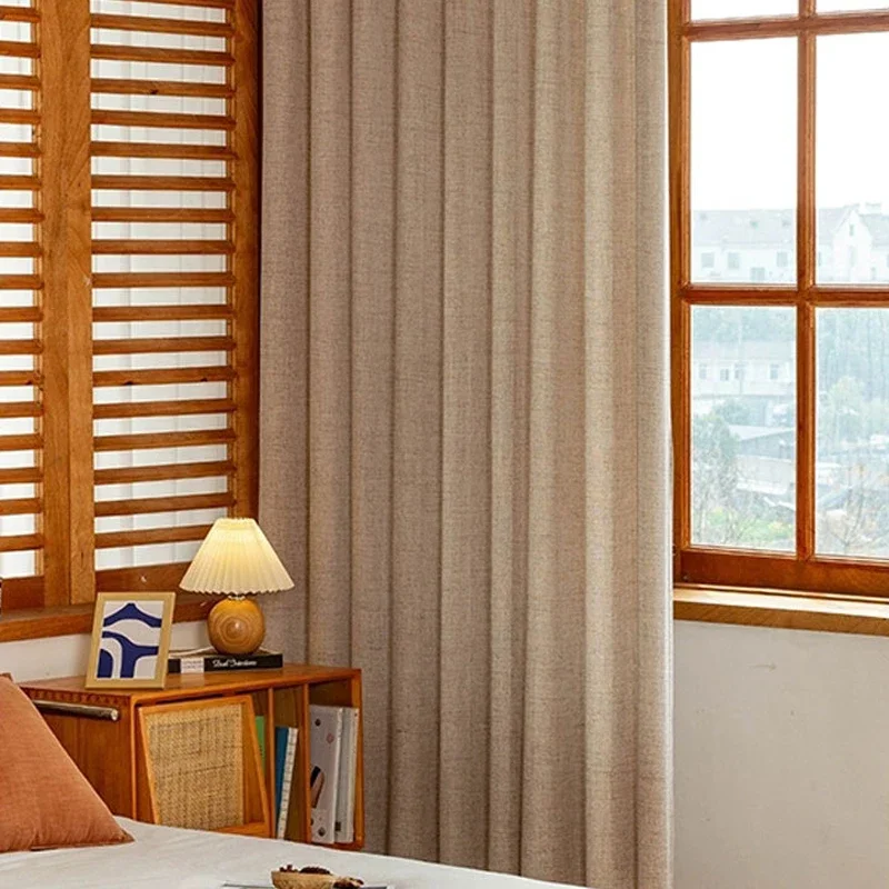 Бежевый прозрачный карниз из искусственного льна текстурированный