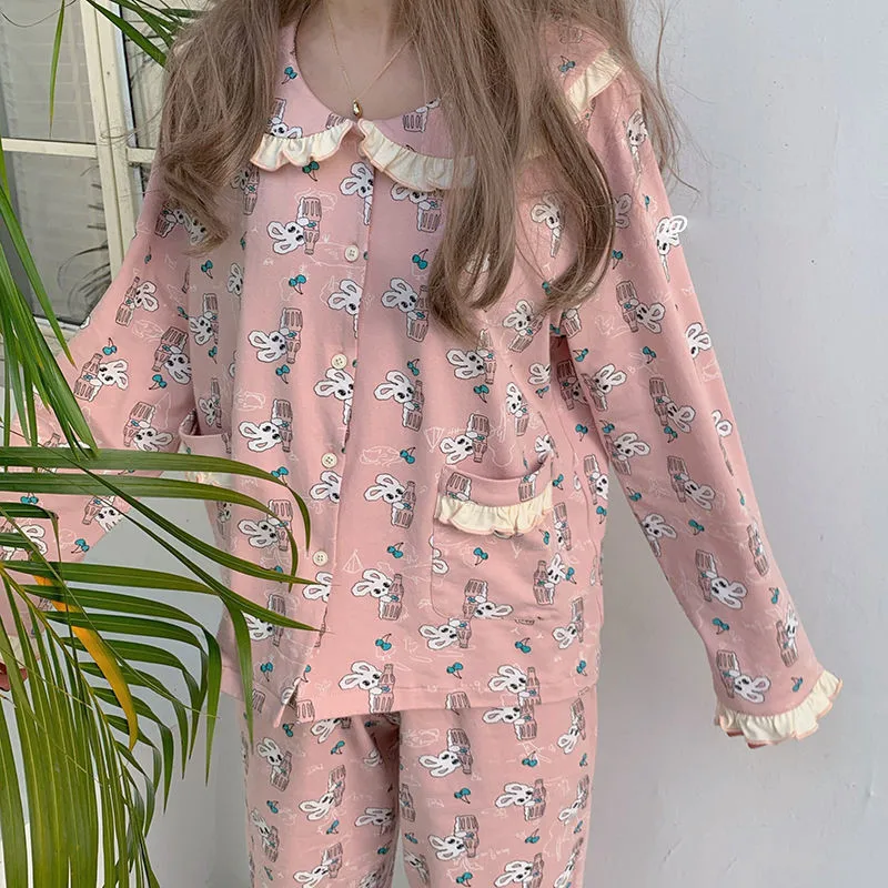 

Cartoon Pajamas Set Cute Sleepwear For Women Soft Pyjama Women's Fashion Full-Sleeve Princess Homewear Plus Size