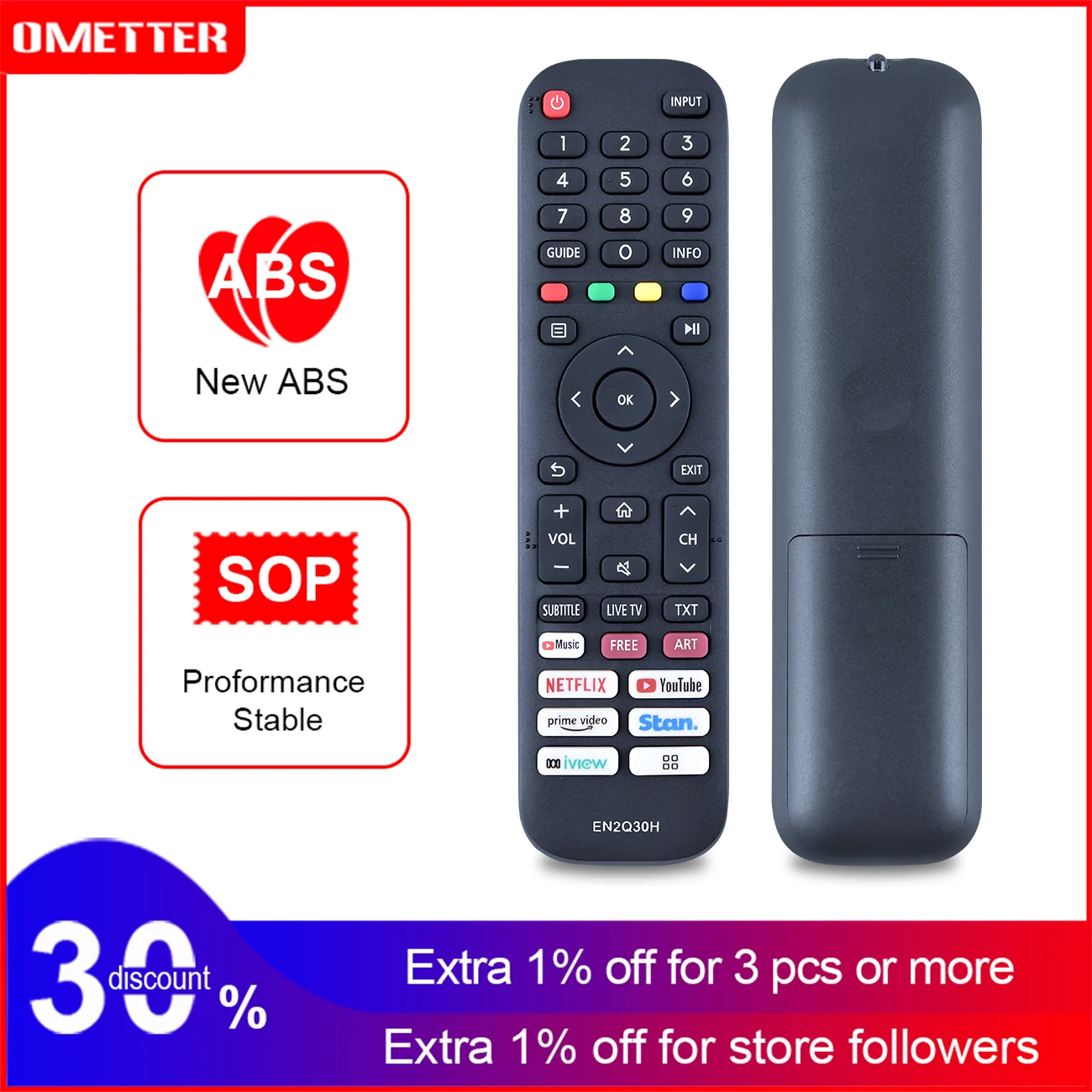 

EN2Q30H Replaced Remote fit for Hisense 4K Smart TV 65Q7 65SX 70S5 58S5 50S5