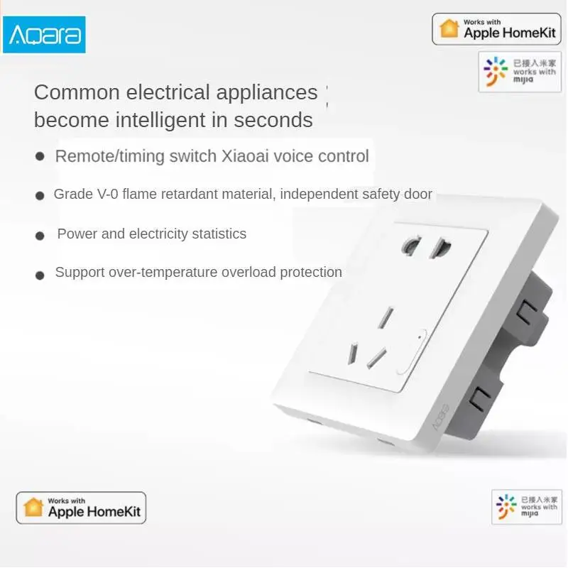 

Aqara Smart wall Socket,ZigBee wifi Remotel Control Wireless Switch Work for Xiaomi mijia Smart home kits APP 86 box