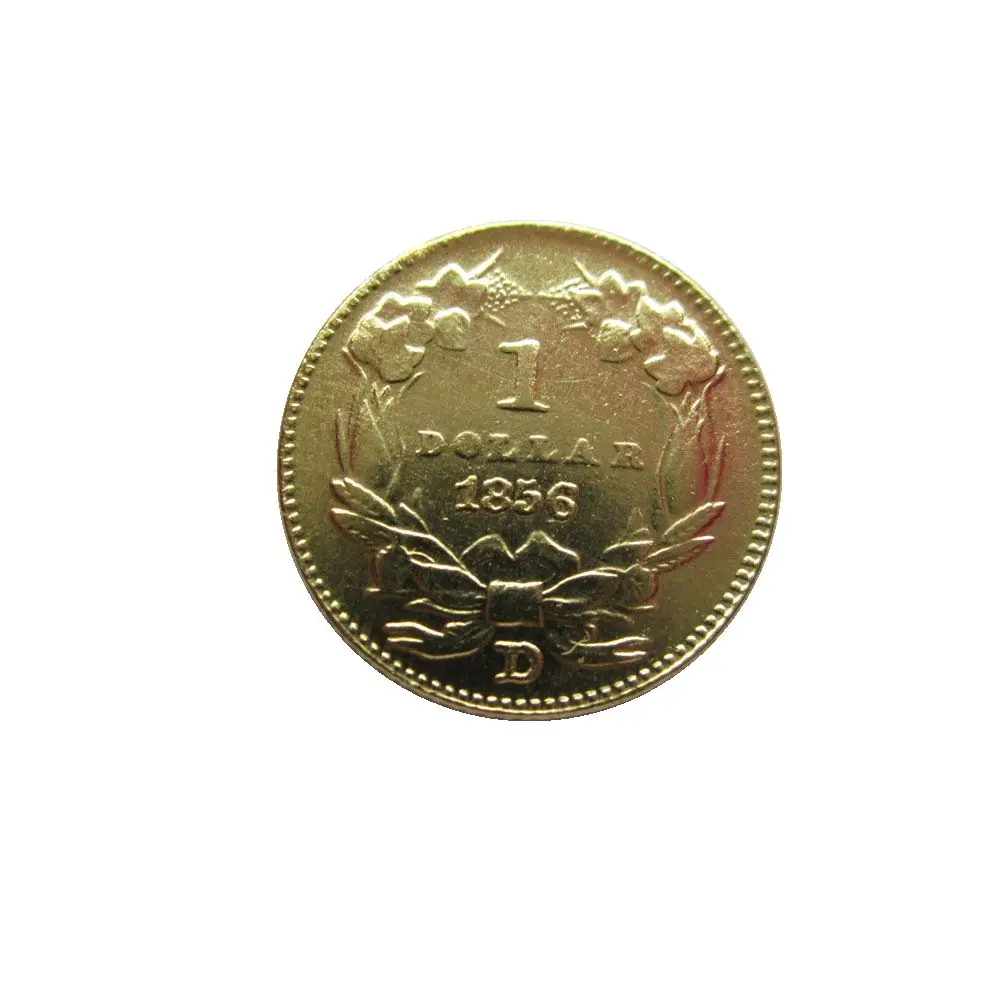 

1856-D $1 позолоченная копия монеты с большой головой индийской принцессы