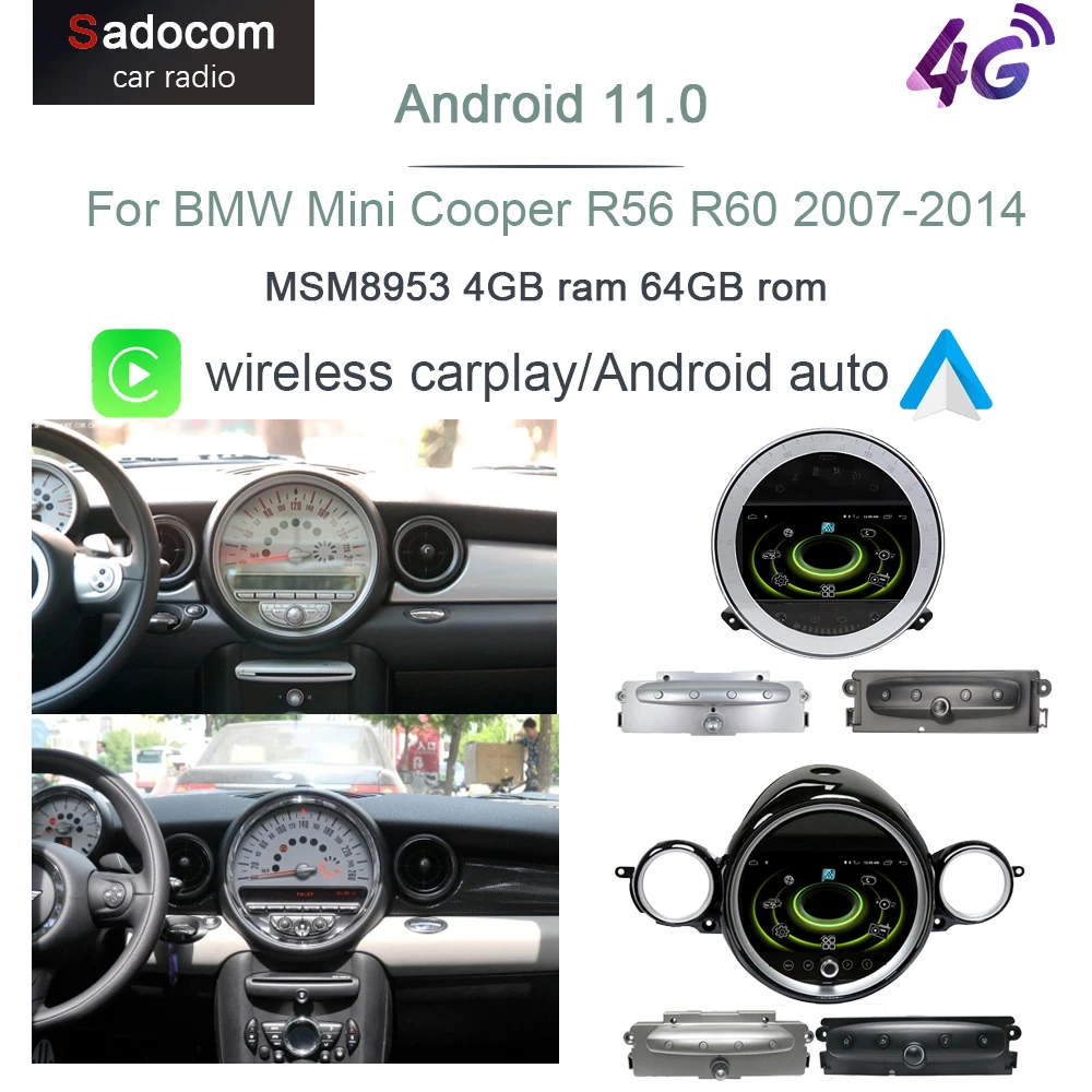 IPS 720P CarPlay 9 &quotAndroid 11 0 Автомобильный мультимедийный плеер 4G 64G DSP стерео для BMW Mini