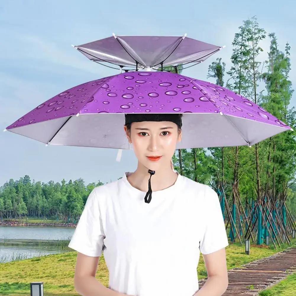 

Sunny Rainy Useful Adjustable Double Hat Umbrella 5 Colors Double Hat Umbrella Stable for Outdoor Activities