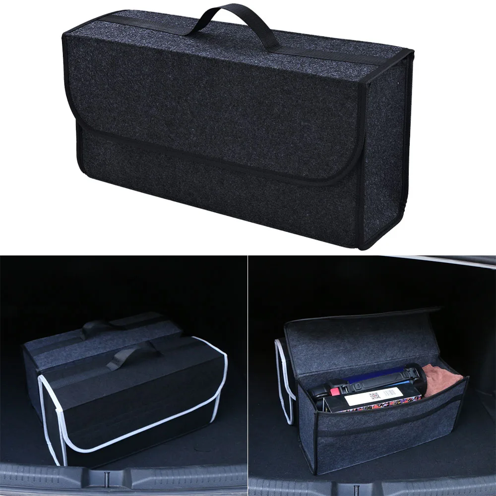 

Car Trunk Organizer Portable Foldable Cars Soft Felt Storage Box Cargo Container Bag Stowing Tidying Holder Auto Accessories