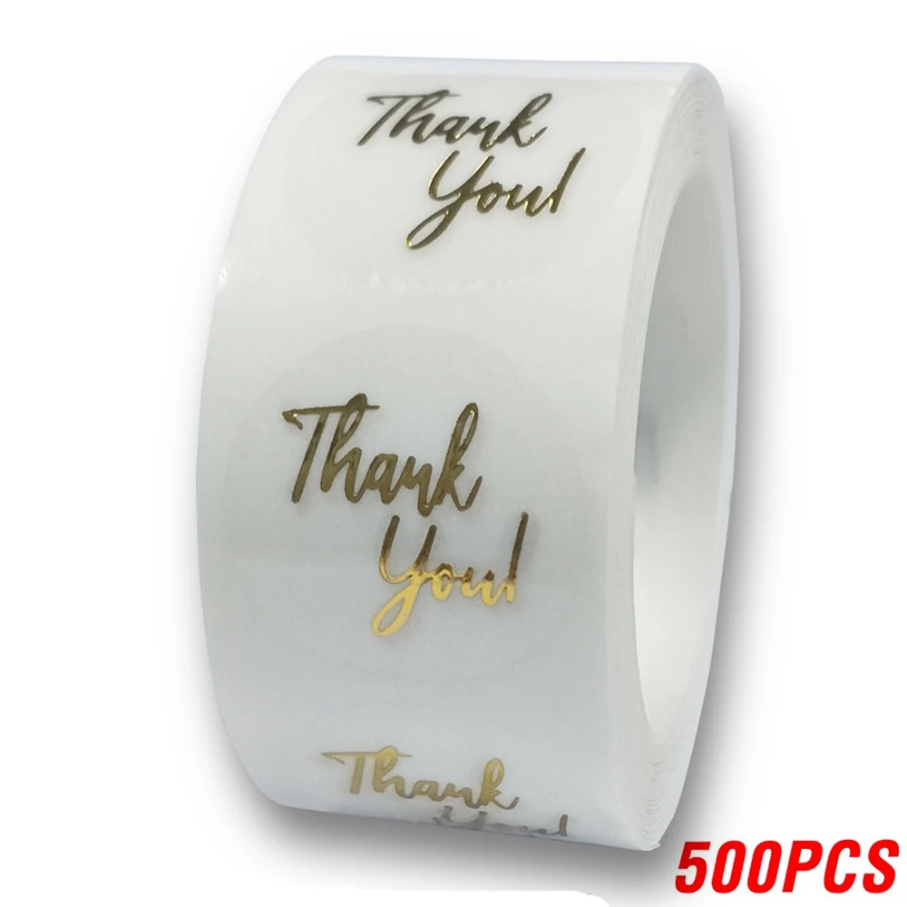 

Прозрачные золотые наклейки "Спасибо", 1 дюйм