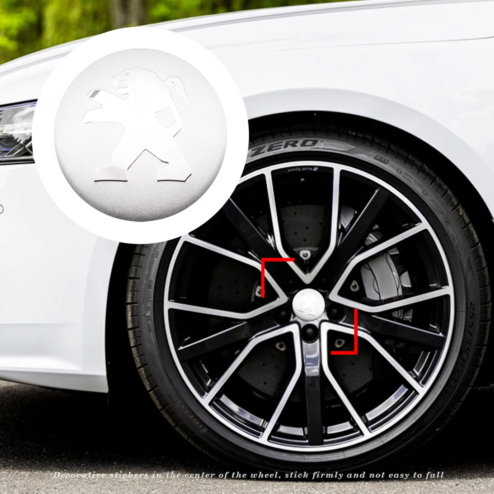 

4Pcs Car 3D Tire Accessories Decorative Wheel Center Hub Caps Sticker For Peugeot 206 207 307 3008 2008 308 408 508 301 208