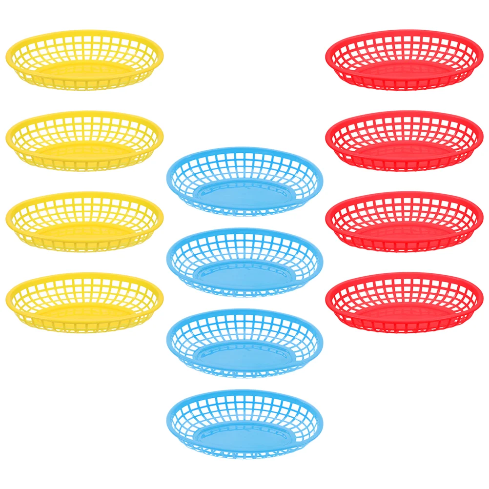 

12 Pcs Practical Storage Trays Fast Food Baskets Service Burgers Fried Chicken Plastic Fruit Decorative Dessert Dishes