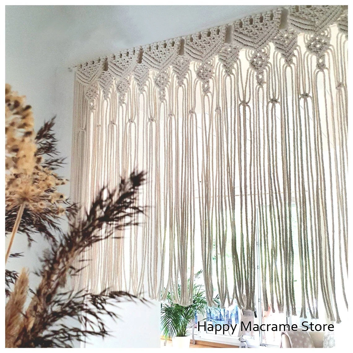 Большая занавеска на дверь и окно из макраме дизайнерская настенная цепочка в
