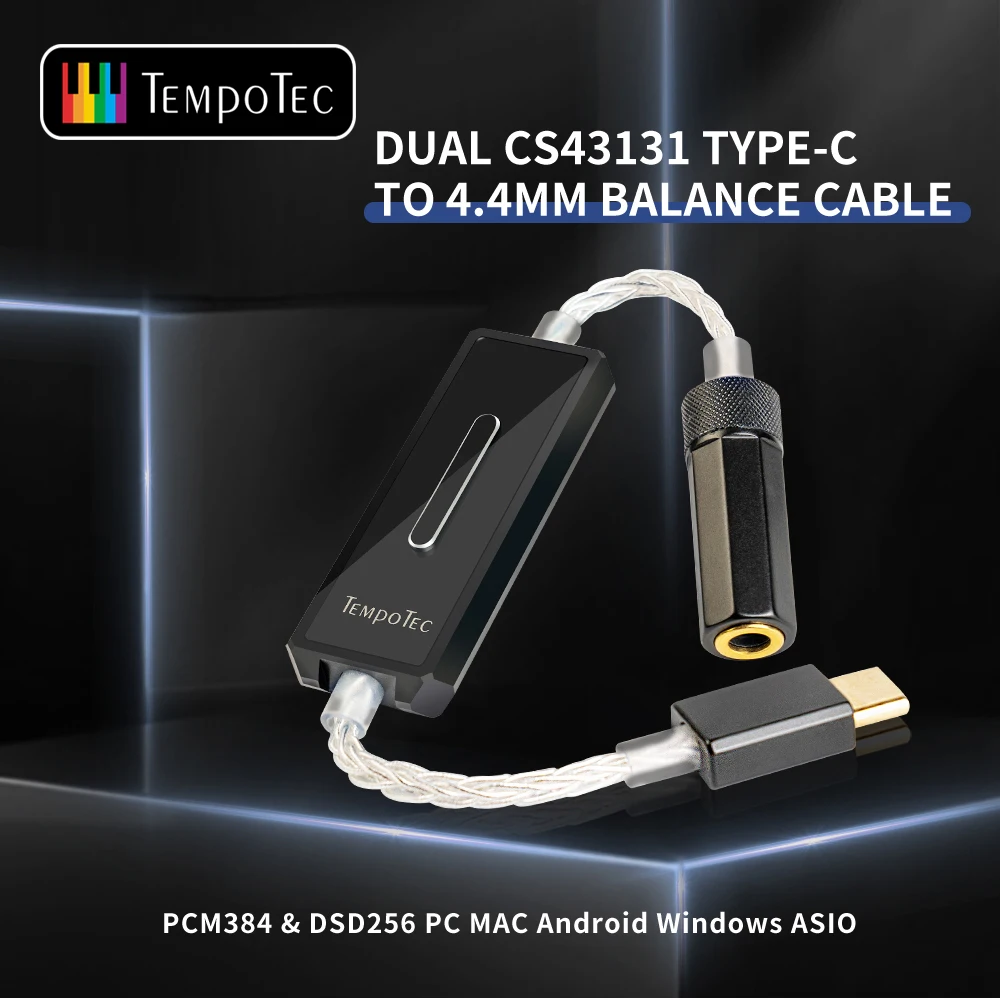 

TempoTec Sonata E44 USB DAC Headphone Amplifier Type C To 4.4MM Balance 2*CS43131 AMP DSD256(Native) For Android Phone & PC MAC