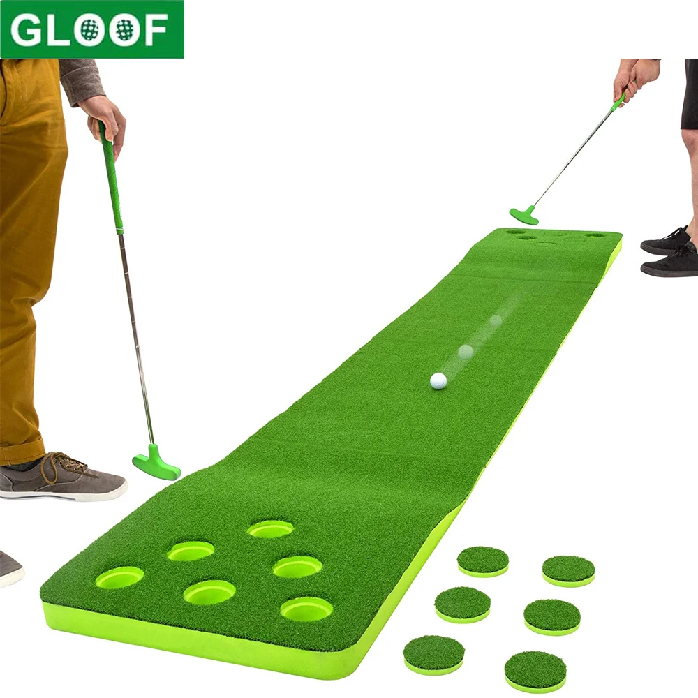 Putting Green Game,Golf Pong Game Putting Mat,Indoor Putting Green-Includes 2 Golf Balls,2 Putters&12 cup cap-Best Backyard Game