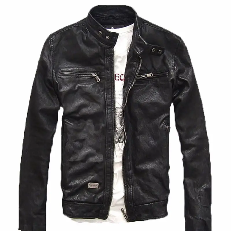 

2023 Men's leather high-end leather short fashion and handsome washed plant tanned goatskin youth motorcycle leather jacket coat