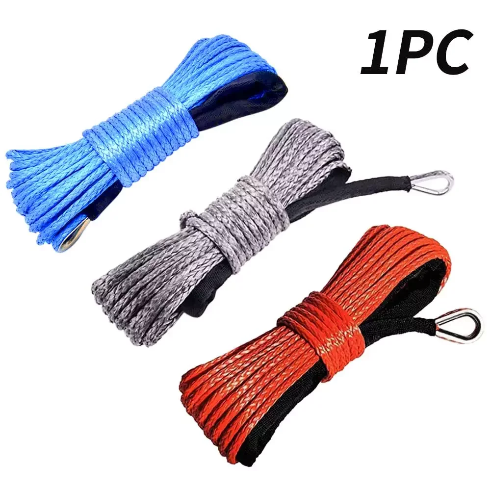 

1/4''x50' Truck Boat Emergency Replacement Car Outdoor Accessories Synthetic Winch Rope Cable ATV UTV 7700lbs 12 Str