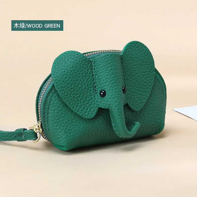 Japanese creative ins style cute elephant zipper small wallet female fresh and small genuine leather coin purse
