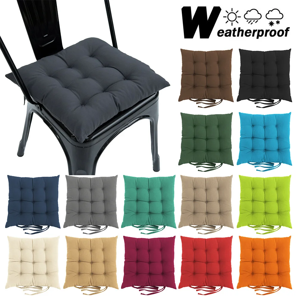 

Waterproof Square Seat Cushion Tie Up 40x40x5cm Outdoor Garden Patio Tufted Padded Office Chair Terrace Fixed Backrest Pillow