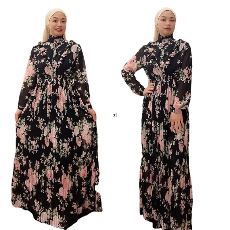 Sweet Abayas for Women Long Dress Ramadan Chiffon Abaya Dubai Turkey Bangladesh Muslim Party Dress Robe Femme Musulmans Vestidos