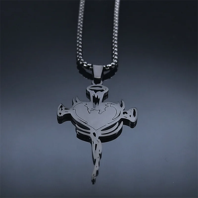 Женское колье из нержавеющей стали Goth Nail Cross Heart черное ожерелье в готическом
