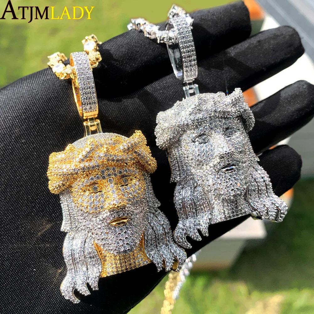 Ожерелье с головой Иисуса Христа цепочка микрозакрепкой кулон крестом из