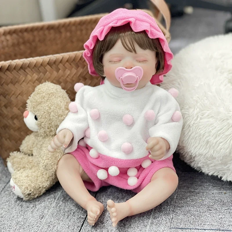 45 см Reborn Sleeping Rosalie Мягкие волосы с ручными корнями 3D кожа венами Коллекционная