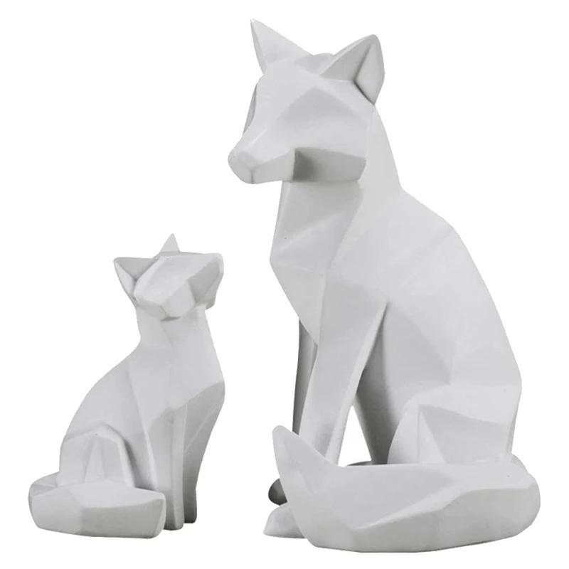 

Geometric Fox Sculpture Animal Statue Simple White Abstract Decoration Modern Home Decoration