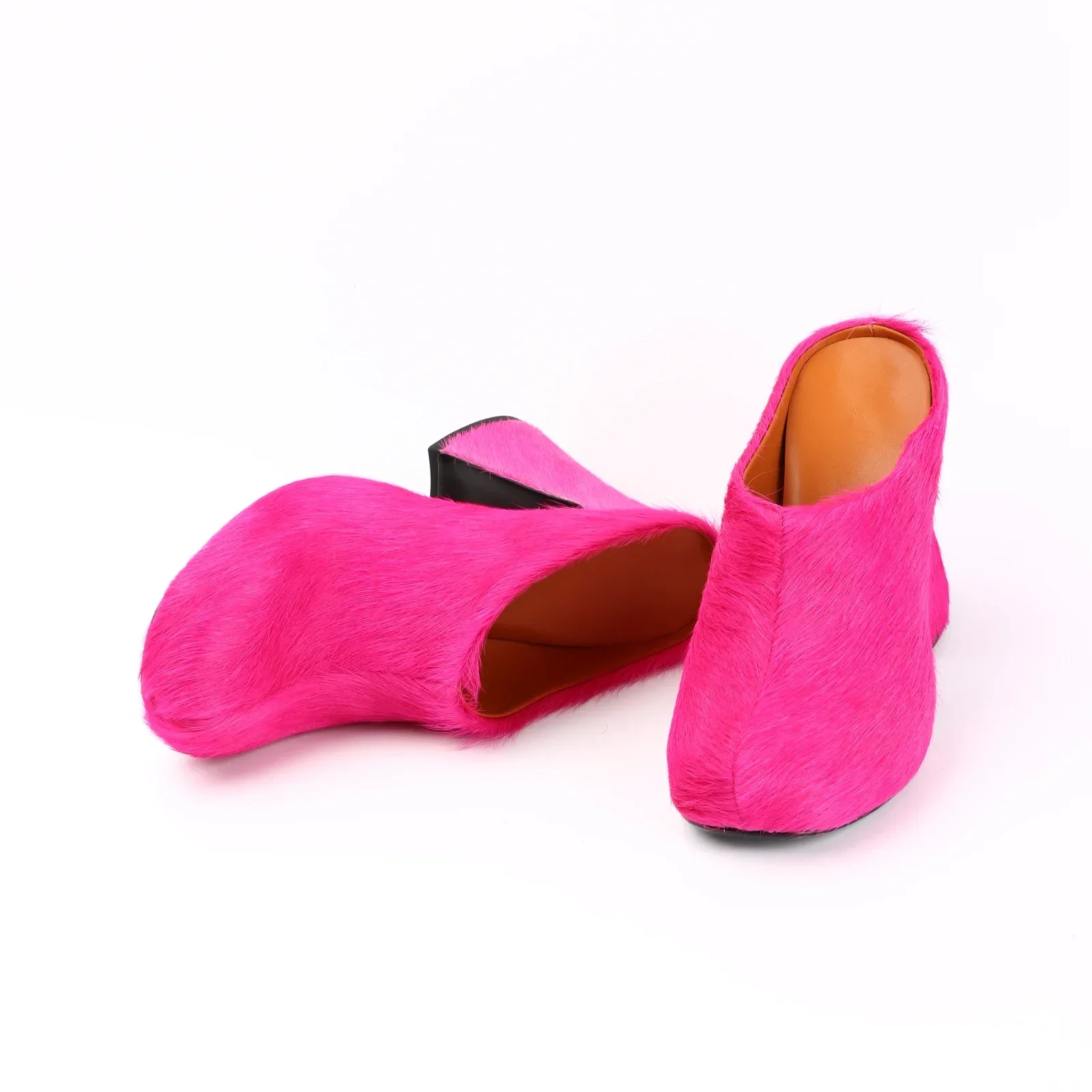 Женские Кожаные Меховые Туфли на каблуке новинка 2023 модные дизайнерские женские