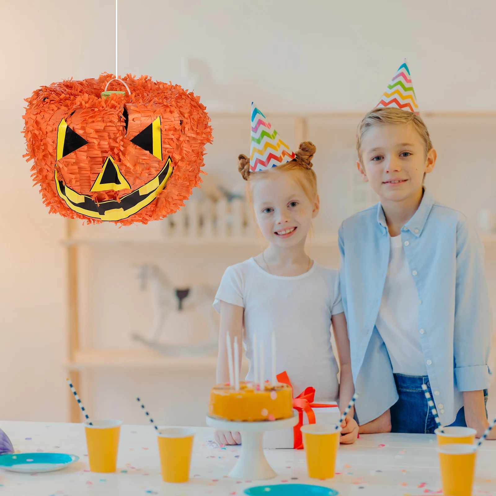 

Игрушечная тыква, пиньята, украшения для детей на Хэллоуин, сказочное украшение для сада, бумажная детская пиньята
