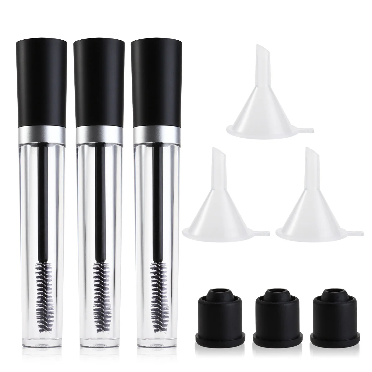 

1 Set Empty Eyelash Cream Container Mascara Tube with Funnels Empty Round Eyelash Cream Vials Mascara Bottle