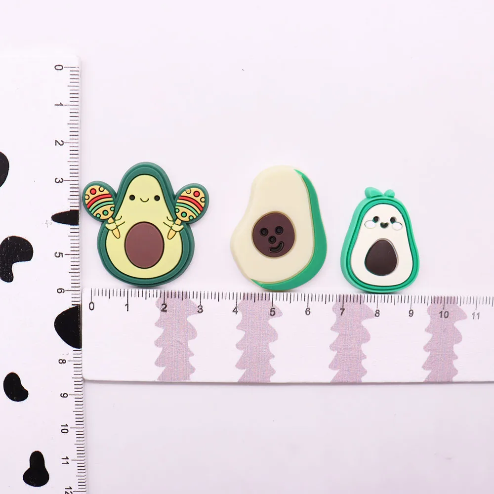 Single Sale 1PCS PVC Cute Cartoon Shoe Charms Kawaii Fruit Avocado Rattles Croc Jibz Buckle Silicone Croc Slipper Accessories  images - 6