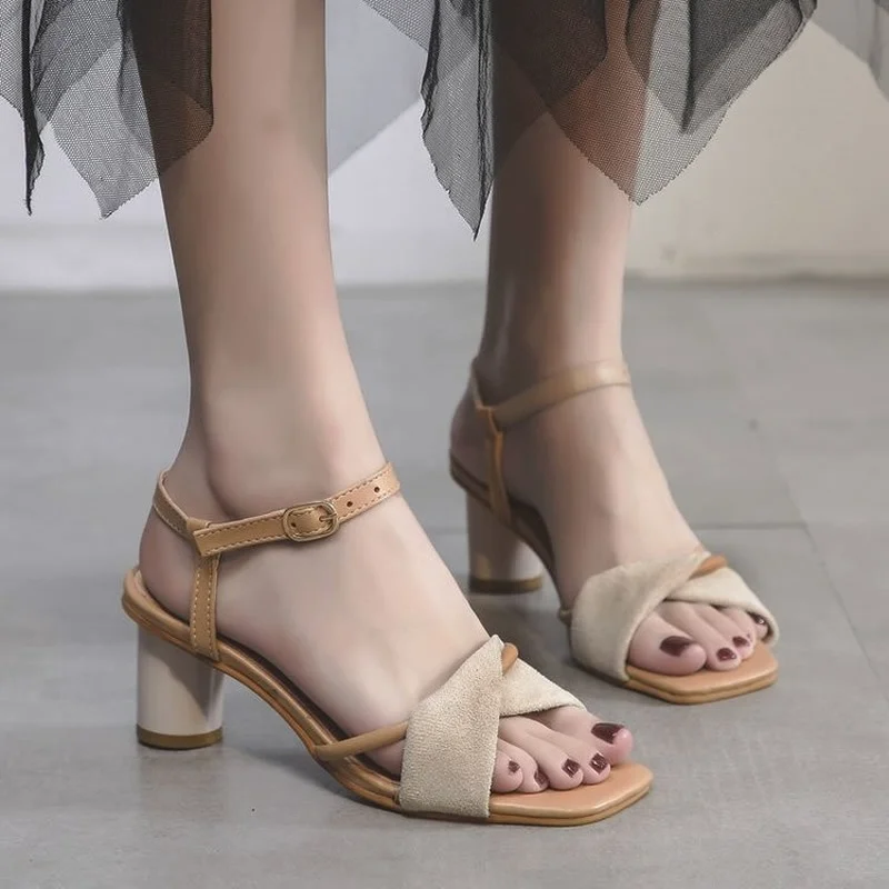 

Сандалии женские с открытым носком, босоножки на высоком каблуке, открытый носок, модная обувь, весна