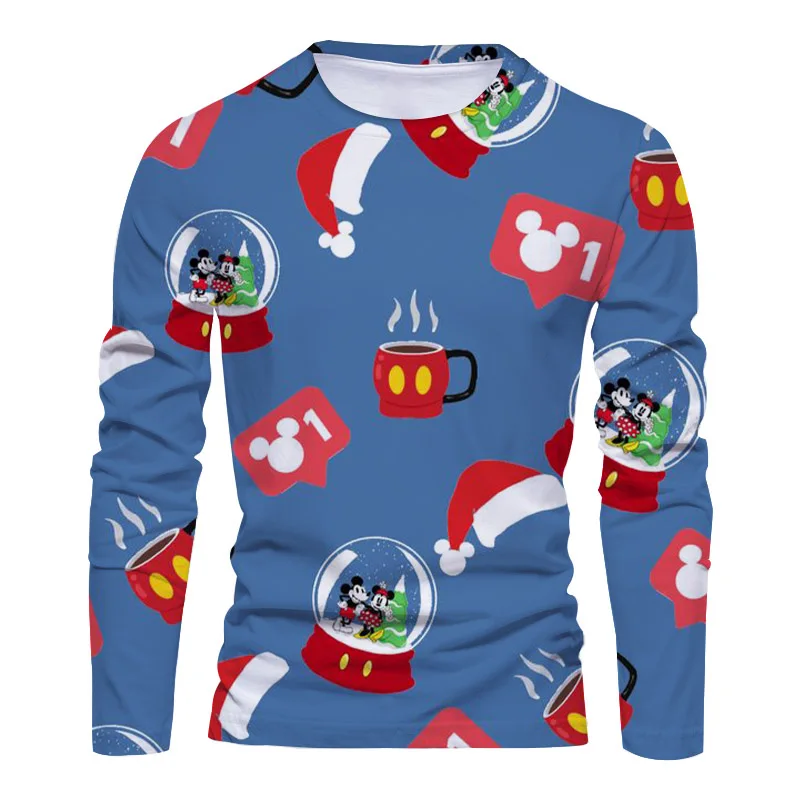 

Новый рождественский новый бренд Disney. Мужская футболка с длинным рукавом, круглым вырезом и 3D-принтом