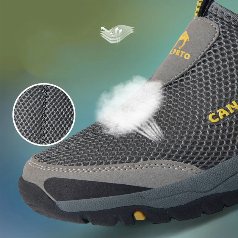 JIEMIAO High Quality Men Sneakers Breathable Mesh Outdoor Sport Running Shoes Anti-skid Wear-resistant Walking Casual Sneakers