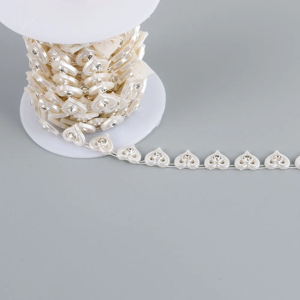 Лента кружевная с искусственным жемчугом Ширина 13 мм 1 ярд