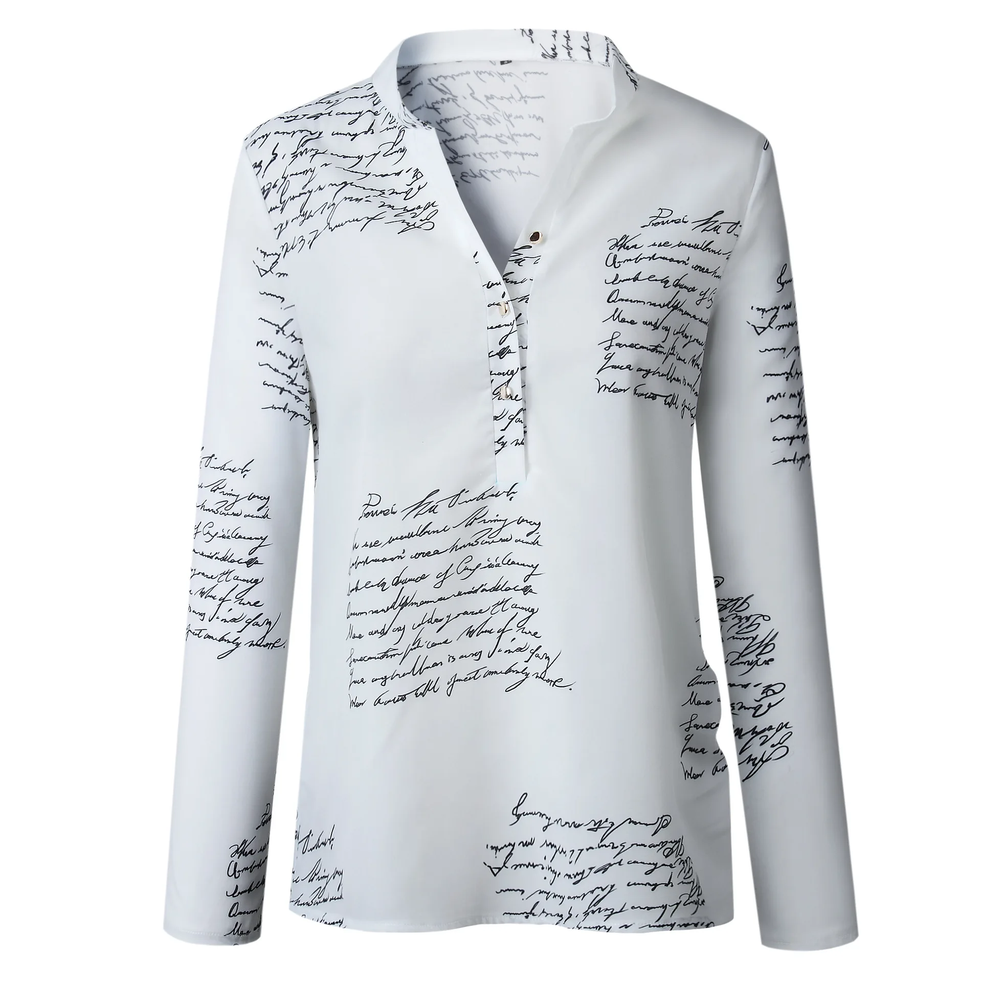 ( Premium Selection )   Chiffon Blouse Women Shirt Long Sleeve Spot Letter Office Lady Spring Summer
