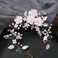 rhinestone pearl hair clip headband bridal hair accessories women tiara crystal headband wedding barrettes hair jewelry gift