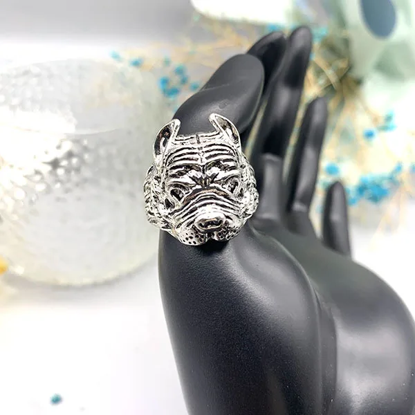 

1pc Punk Style Vintage Fashion Bulldog Dog Rings Men Personality Animal Rings Jewelry Retro Domineering Ring For Women