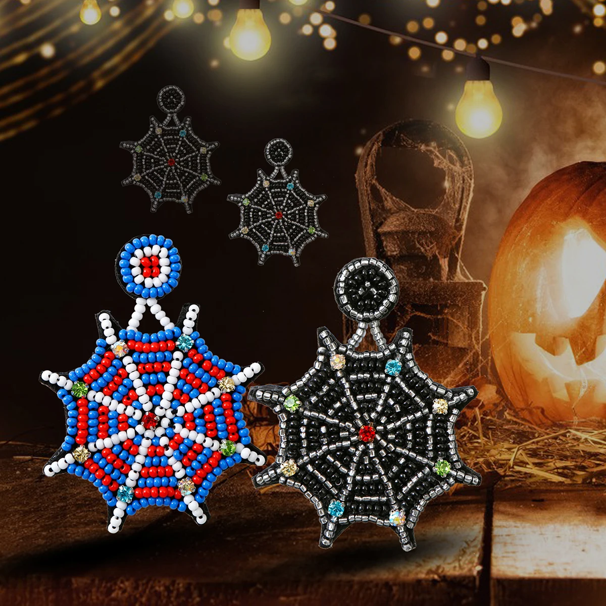 

Серьги Dvacaman ручной работы из бисера с паутиной Стразы для женщин и девушек легкие ювелирные изделия на Хэллоуин подарки для вечеринок оптов...