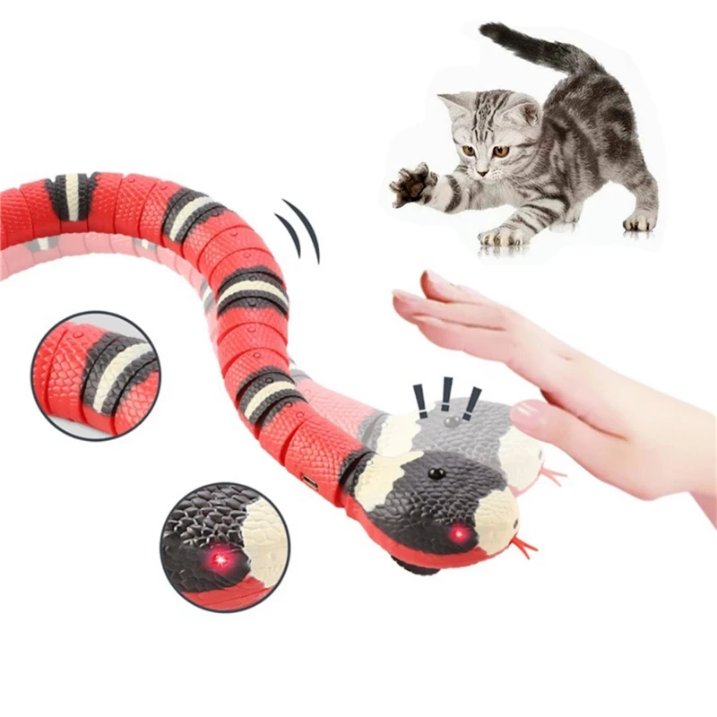 

Electric Snake Interactive Toy Smart Sensing USB Charging Teasering Toys Pet Products Accessories for Cats Dogs Simulation Stuff