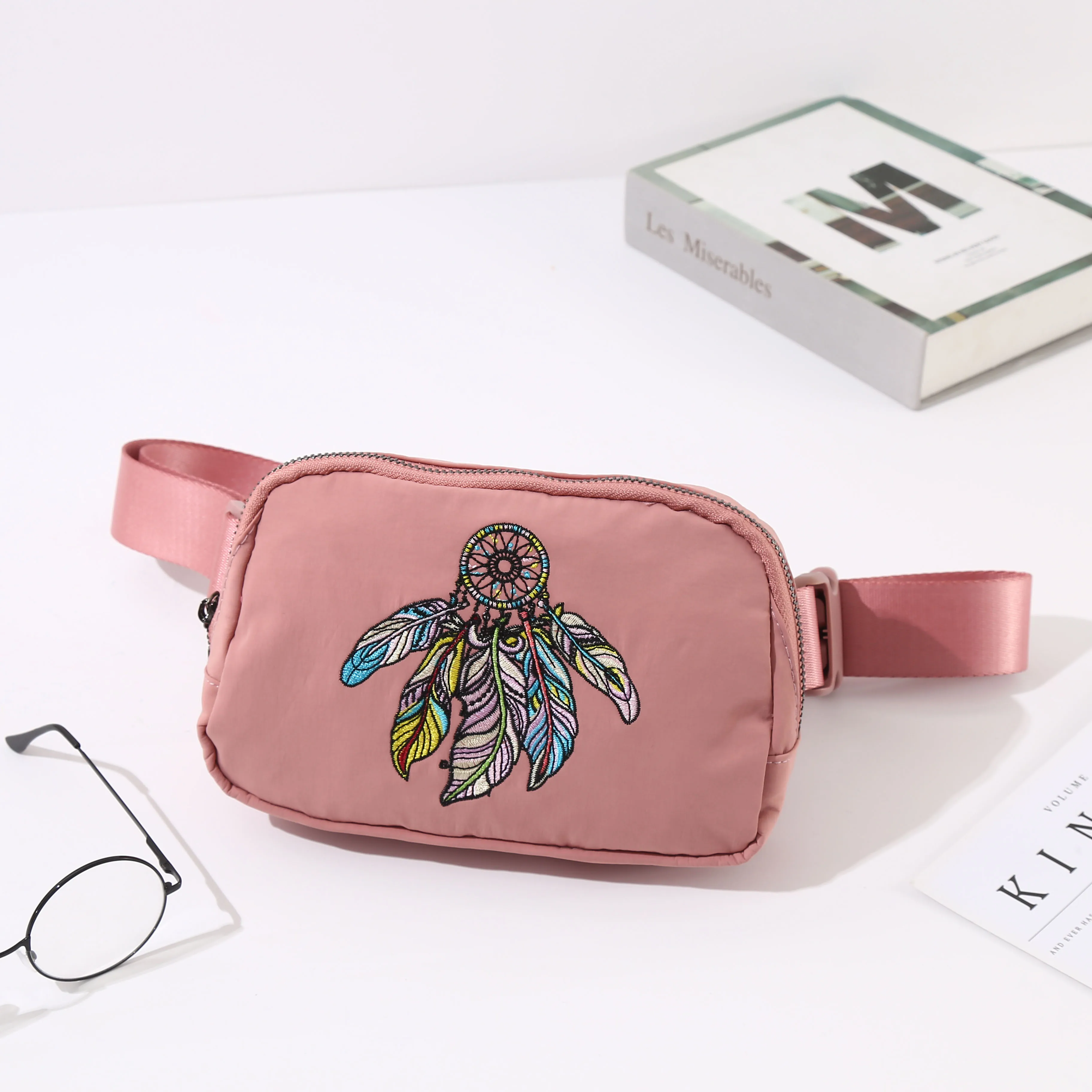 HATZZI винтажная поясная сумка с вышивкой перьями модная для женщин