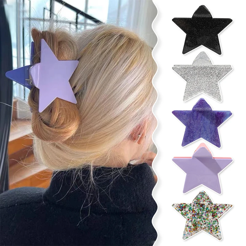

Fashion Shining Star Hair Claws Super Flash Hairpin Large Shiny Five-Pointed Star Hair Clip Handmade Creative Hair Accessories