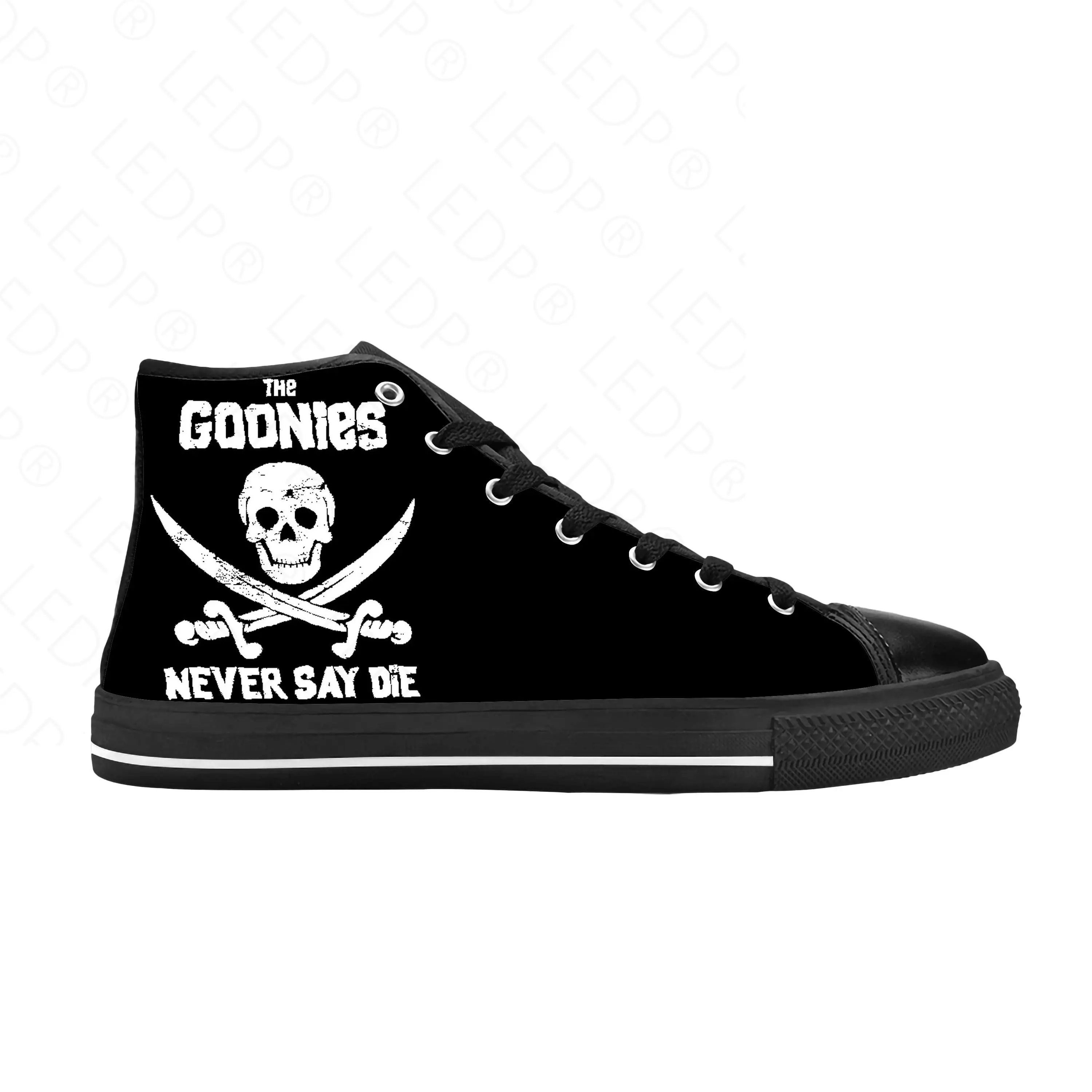 

Женские и мужские повседневные тканевые кроссовки goonet Never Say Die Skull Skeleton Pirate Goth High Top, удобные дышащие кроссовки с 3D-принтом