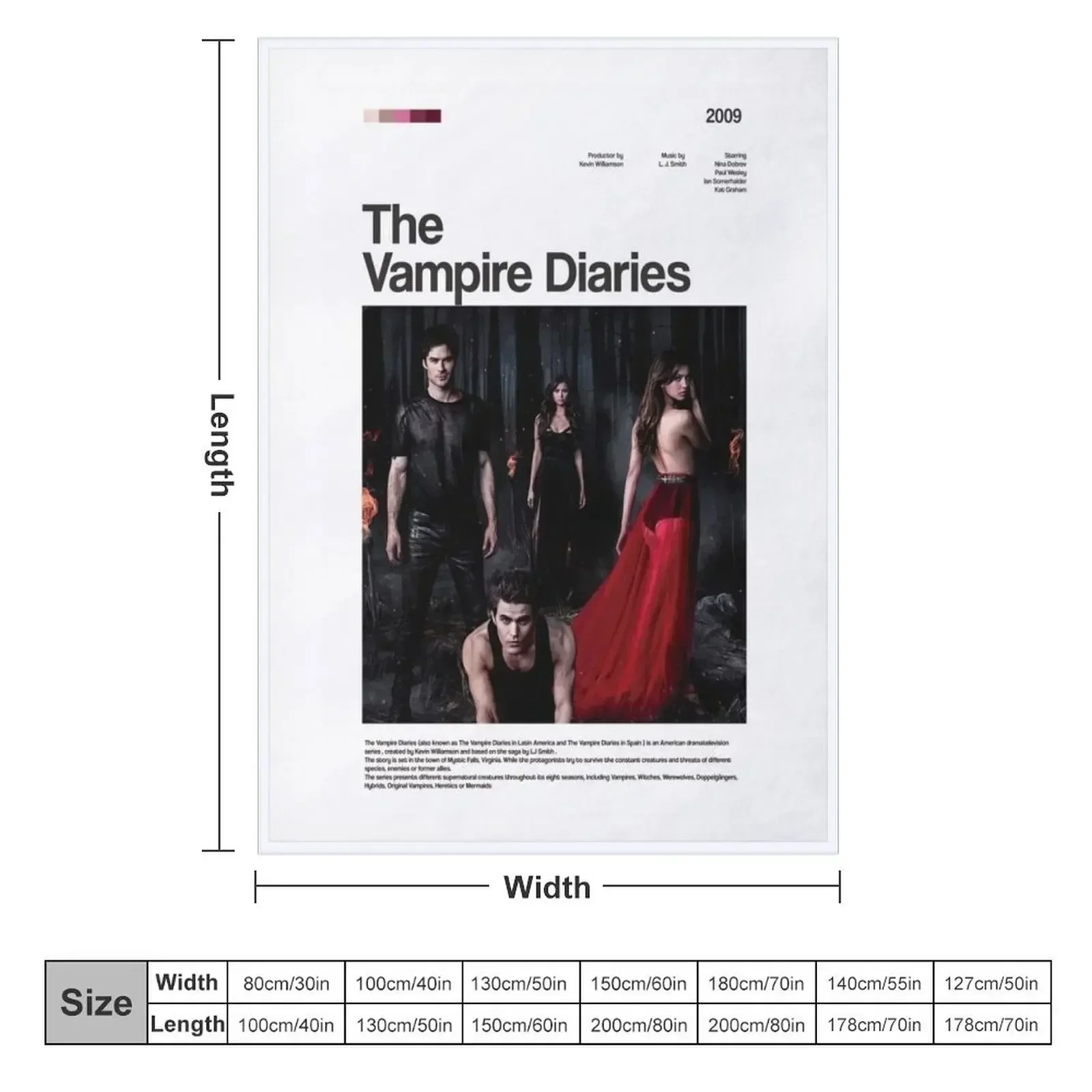 Плакат серии Дневники вампиров на зиму. Мягкие плюшевые плед-одеяла.