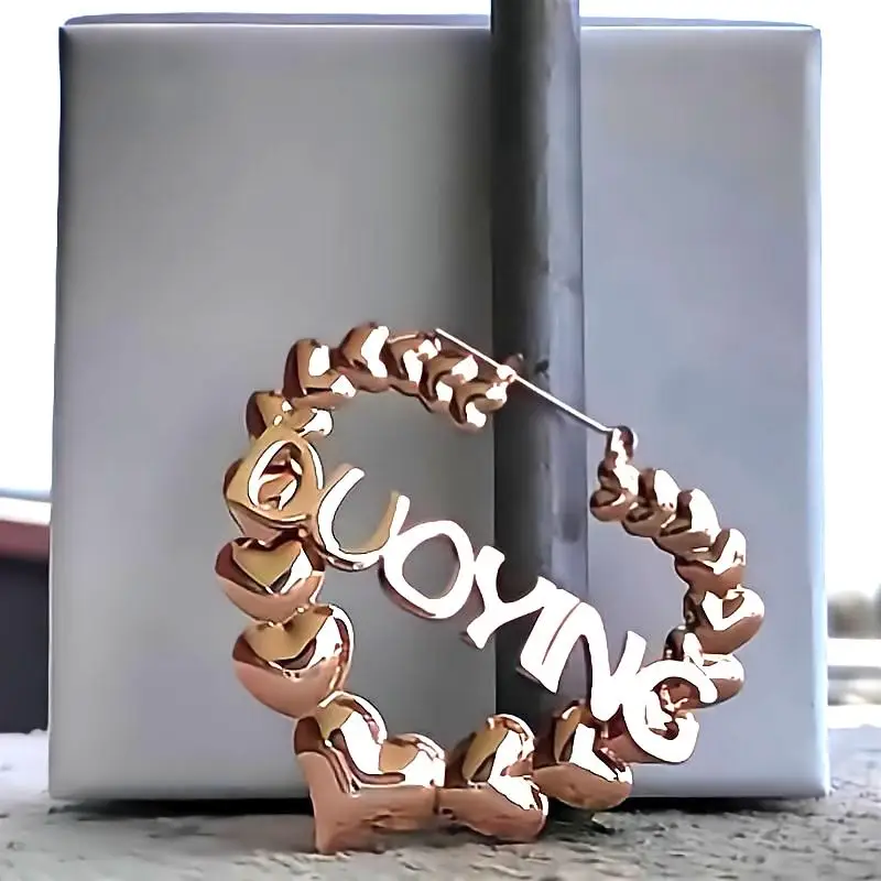 HHIYONG Custom Name Earrings Girls Love Aesthetic Daily Simple Jewelry for Women Pierced Earrings