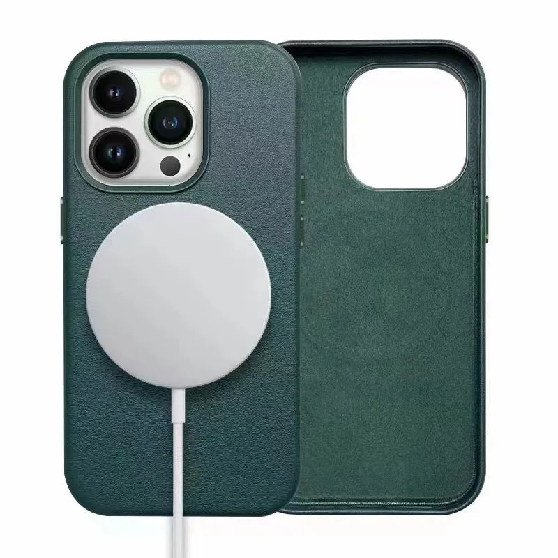 Official Original Leather Case For iPhone 14 13 12 Pro 14Max 13 Mini Case Wireless Charging Magnetic Cover Magnetic Back Cases