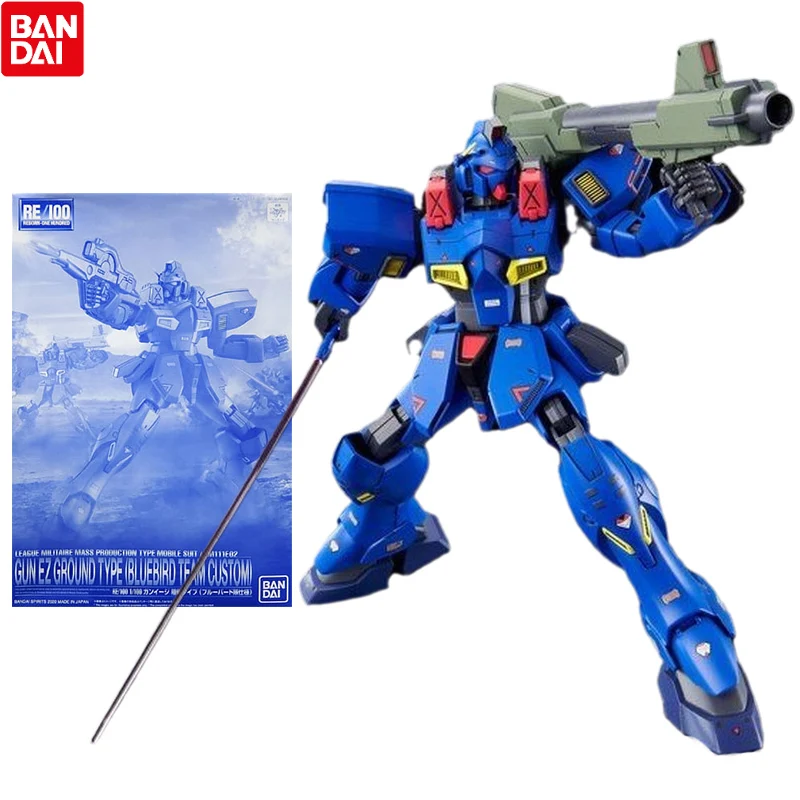 

Bandai Gundam Model Kit Anime Figure RE Gun Ez Ground Type Bluebird Team Genuine Gunpla Action Toy Figure Toys for Children