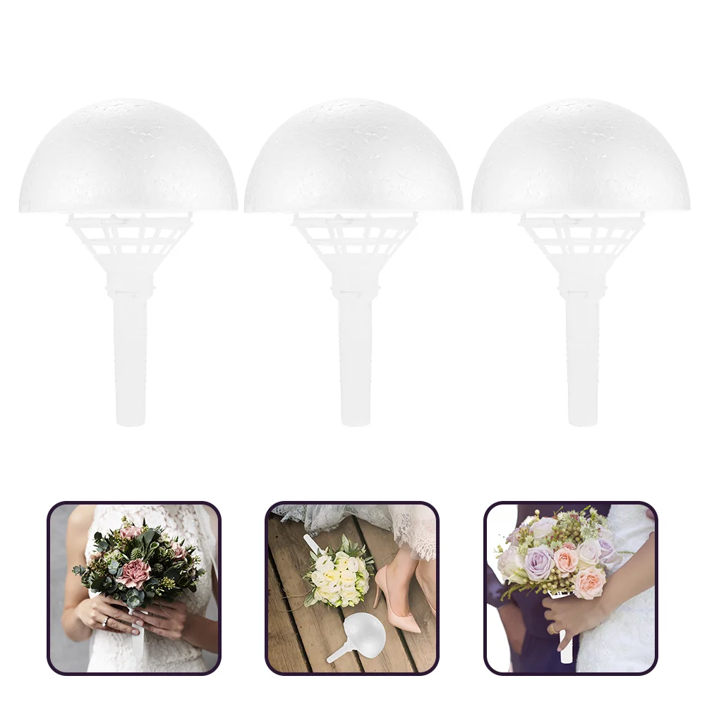 

3 Sets Bouquet Holders Foams Floral Handle Bride Bouquet Handles Wedding Floral Holder Wedding Supplies DIY Flower Holder