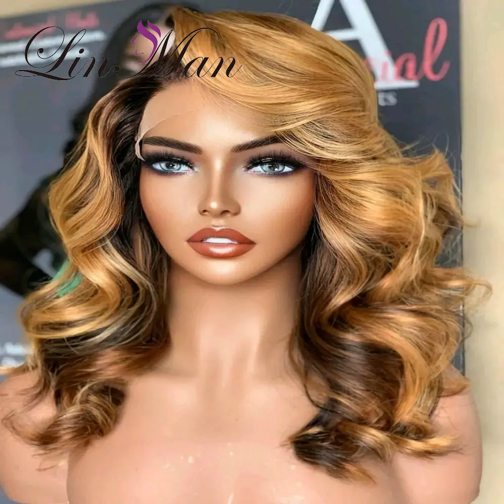 

Highlight Blonde Colored 13×4 Lace Front Human Hair Wigs for Women Wavy Ombre Blonde Lace Front Wig Brazilian Remy Wigs