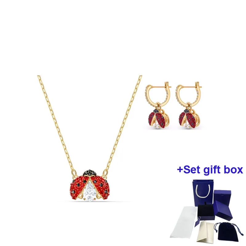 

S Seven-star Ladybug Fashion Trend High-quality Necklace and Earrings Set Enhances The Temperament, Suitable As A Holiday Gift