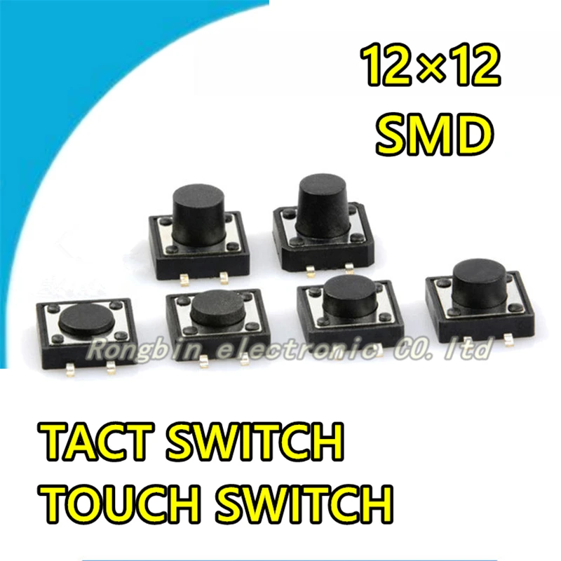 

50PCS TACT SWITCH SMD 12*12 TOUCH SWITCH BUTTON PUSH SWITCH Height 12*12*4.3MM 5MM 6MM 7MM 8MM 8.5MM 9MM 10MM 11MM 12MM