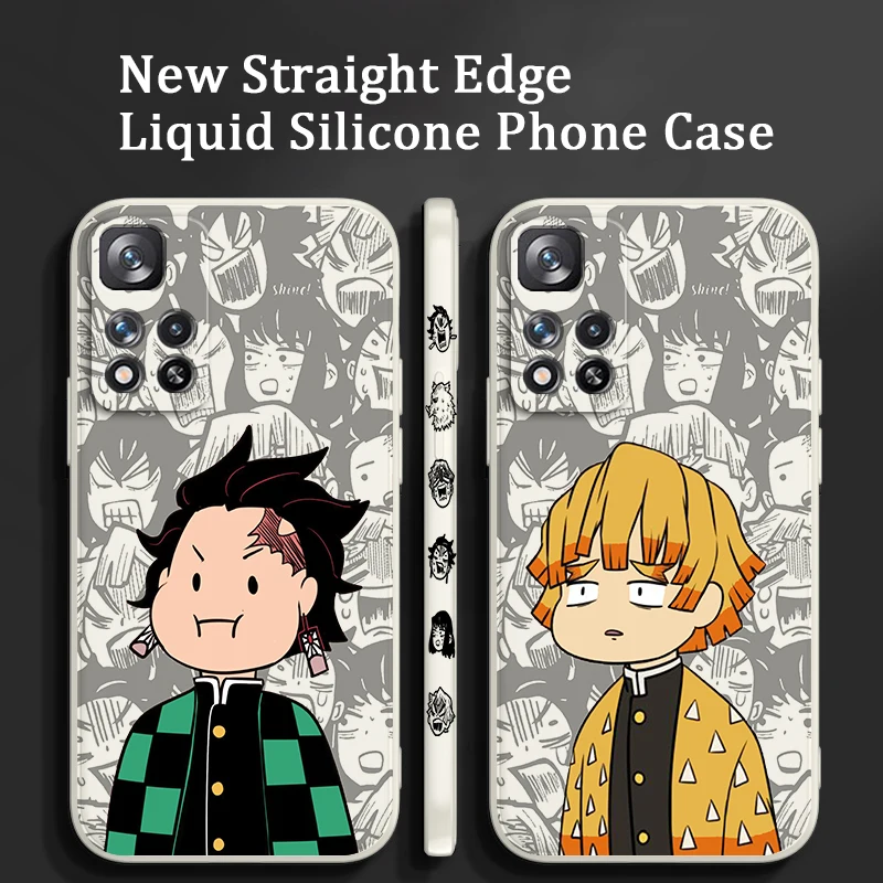 

Demon Slayer Tanjirou Cute Liquid Left Rope Phone Case For Xiaomi Redmi Note 12 11 11T 10 10S 9 9S 9T 8 8T Pro Speed 4G 5G Cover